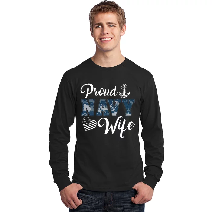 Navy Veteran's Wife, Proud Wife Of A Navy Veteran Sailor Wife Long Sleeve Shirt