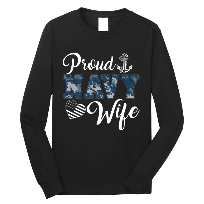 Navy Veteran's Wife, Proud Wife Of A Navy Veteran Sailor Wife Long Sleeve Shirt