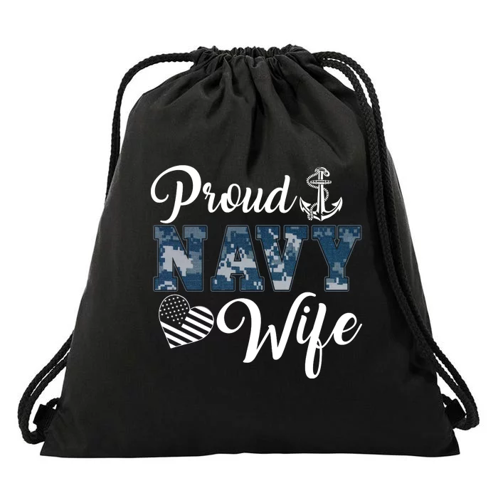 Navy Veteran's Wife, Proud Wife Of A Navy Veteran Sailor Wife Drawstring Bag