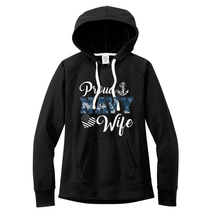 Navy Veteran's Wife, Proud Wife Of A Navy Veteran Sailor Wife Women's Fleece Hoodie