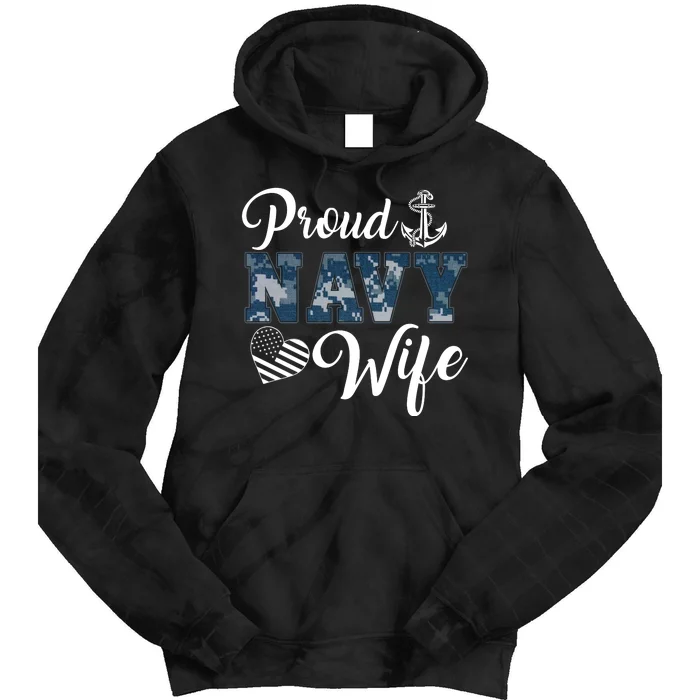 Navy Veteran's Wife, Proud Wife Of A Navy Veteran Sailor Wife Tie Dye Hoodie