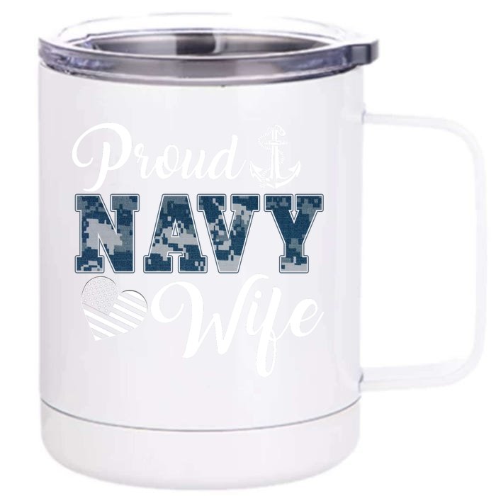 Navy Veteran's Wife, Proud Wife Of A Navy Veteran Sailor Wife Front & Back 12oz Stainless Steel Tumbler Cup