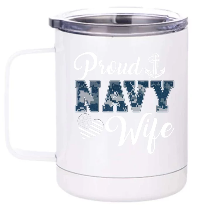 Navy Veteran's Wife, Proud Wife Of A Navy Veteran Sailor Wife Front & Back 12oz Stainless Steel Tumbler Cup