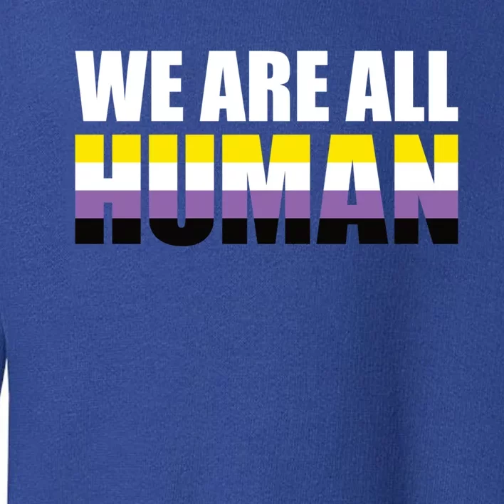 Nonbinary We Are All Hu Lgbtq Ally Pride Flag Nongender Cute Gift Toddler Sweatshirt