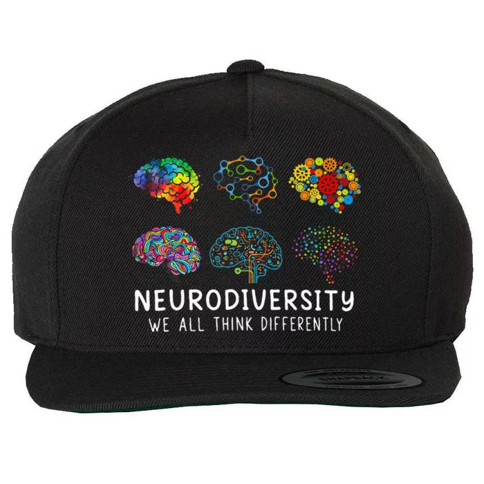 Neurodiversity We All Think Differently Brain Autism Wool Snapback Cap