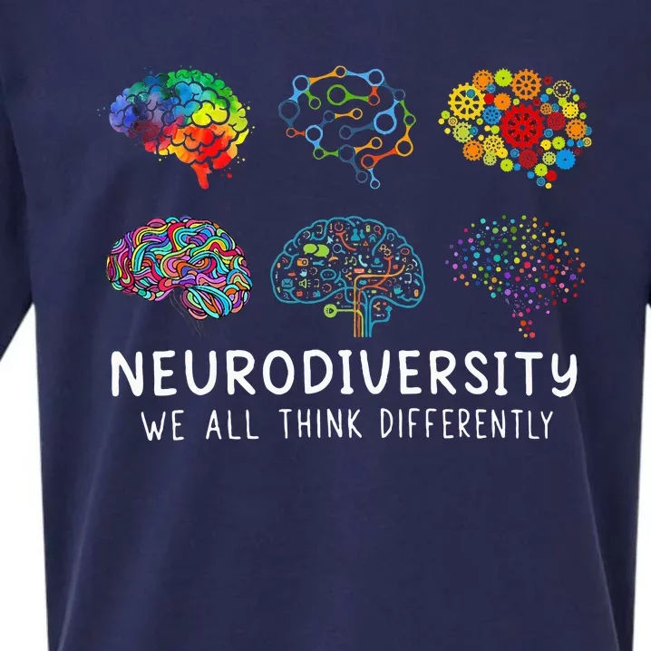 Neurodiversity We All Think Differently Brain Autism Sueded Cloud Jersey T-Shirt