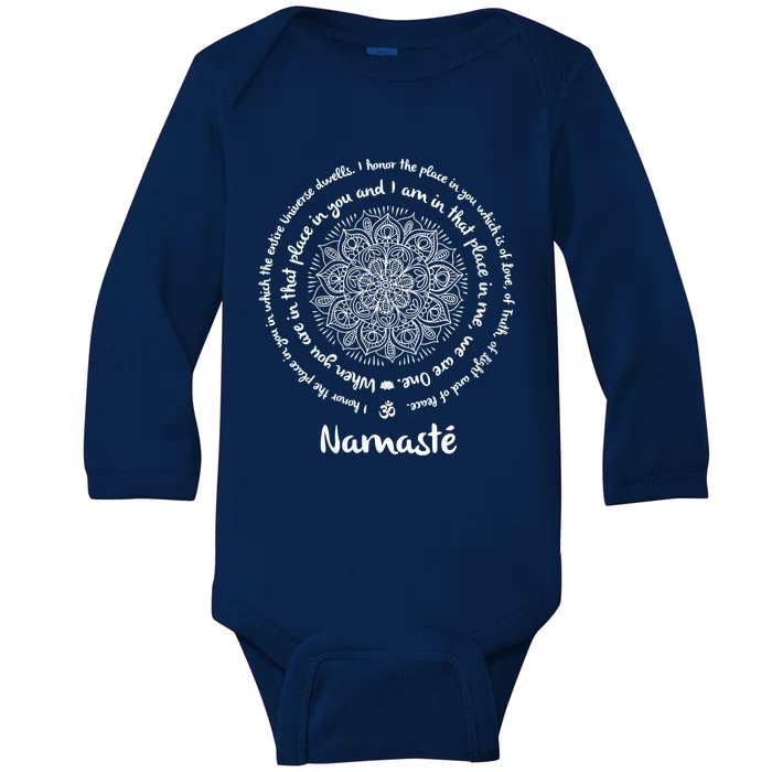 NAMASTE WE ARE ONE Meditation Sayings Mandala Yoga Gift Baby Long Sleeve Bodysuit