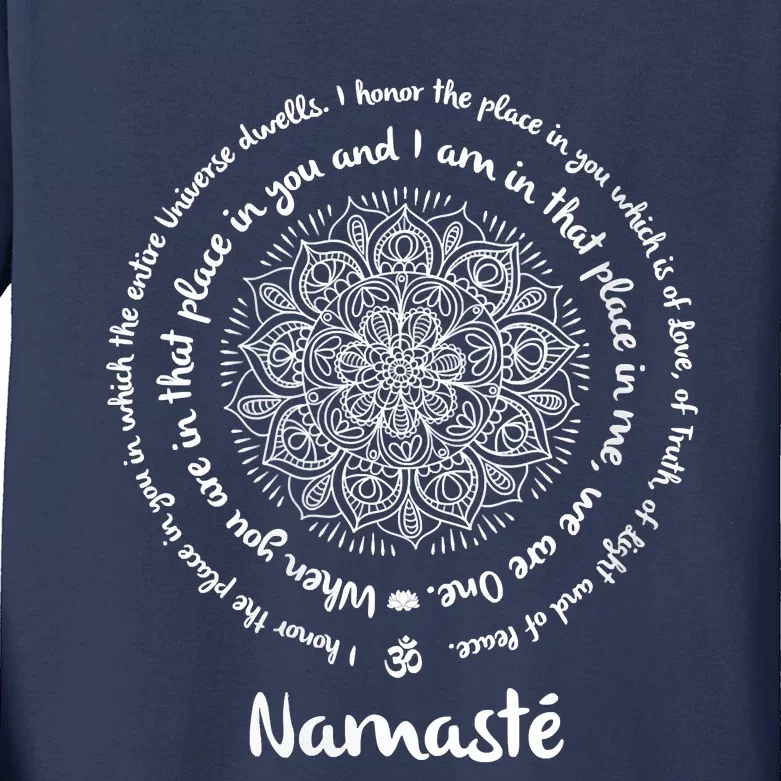 NAMASTE WE ARE ONE Meditation Sayings Mandala Yoga Gift Kids Long Sleeve Shirt