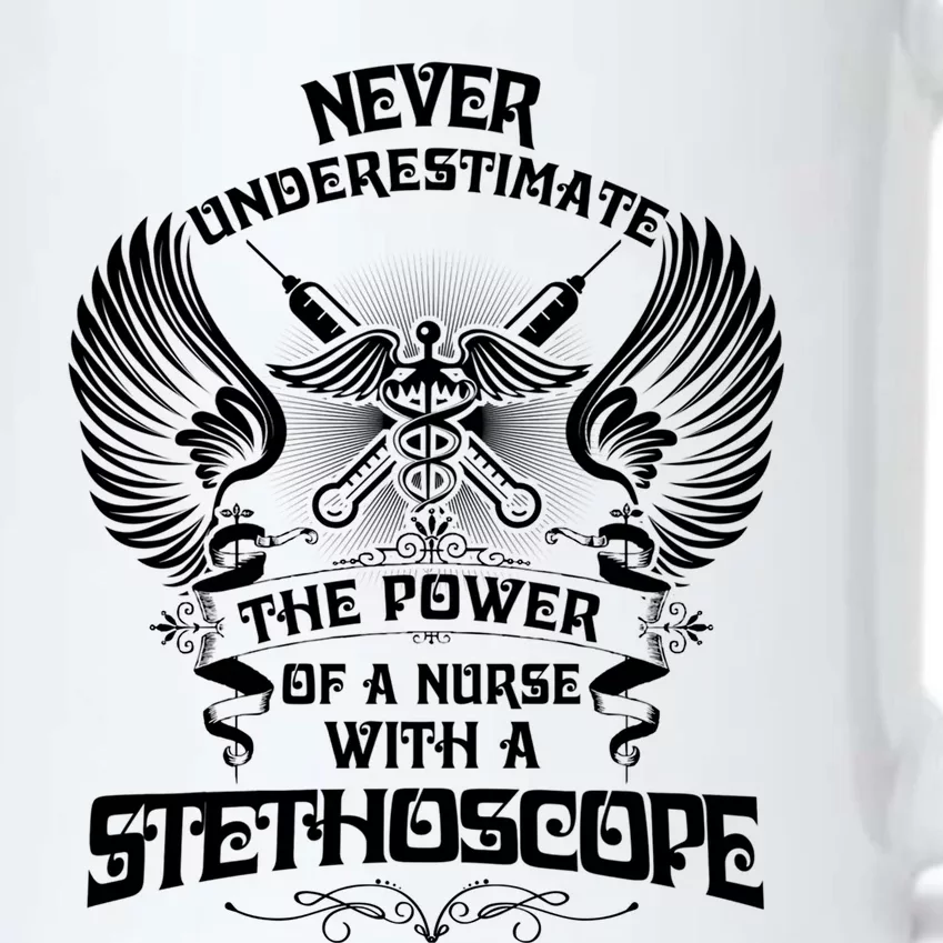 Nurse With A Stethoscope Underestimate Power Gift Black Color Changing Mug