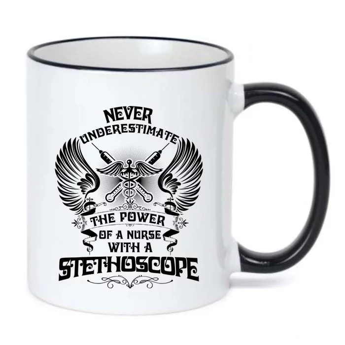 Nurse With A Stethoscope Underestimate Power Gift Black Color Changing Mug