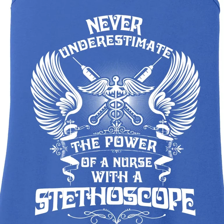 Nurse With A Stethoscope Underestimate Power Gift Ladies Essential Tank