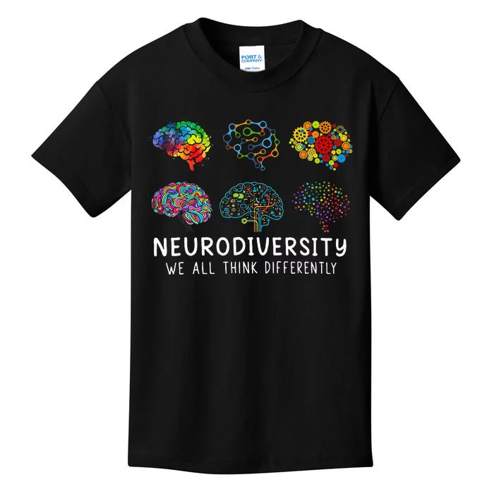 Neurodiversity We All Think Differently Brain Autism Kids T-Shirt