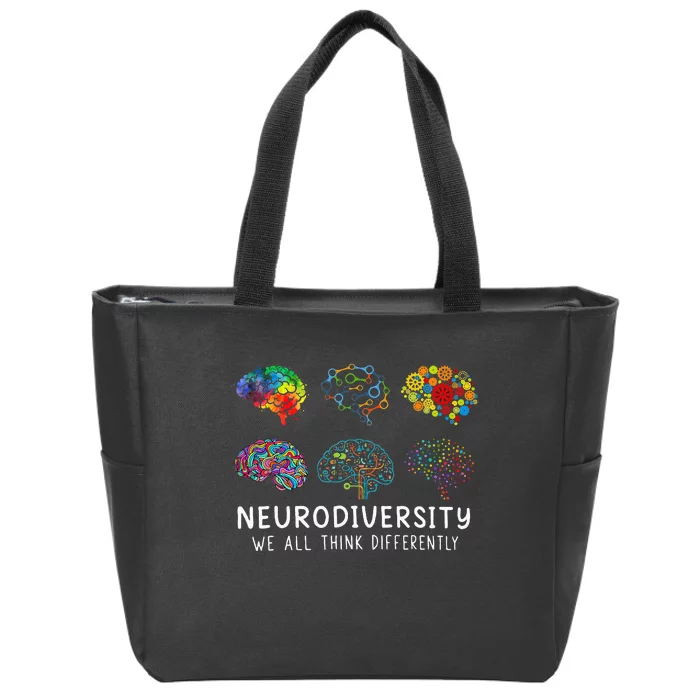 Neurodiversity We All Think Differently Brain Autism Zip Tote Bag