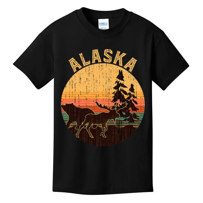 Nature Willdife Bear Moose Alaskan Animal Forest Alaska Kids T-Shirt