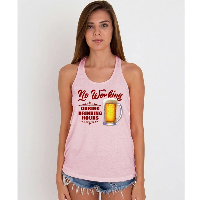 No Working During Drinking Hours Women's Knotted Racerback Tank