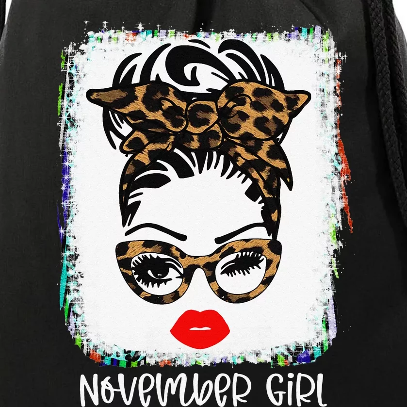 November Woman Face Wink Eyes Lady Face Birthday Drawstring Bag