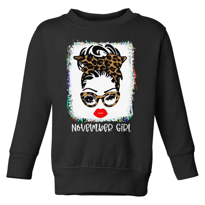 November Woman Face Wink Eyes Lady Face Birthday Toddler Sweatshirt