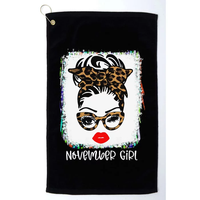 November Woman Face Wink Eyes Lady Face Birthday Platinum Collection Golf Towel