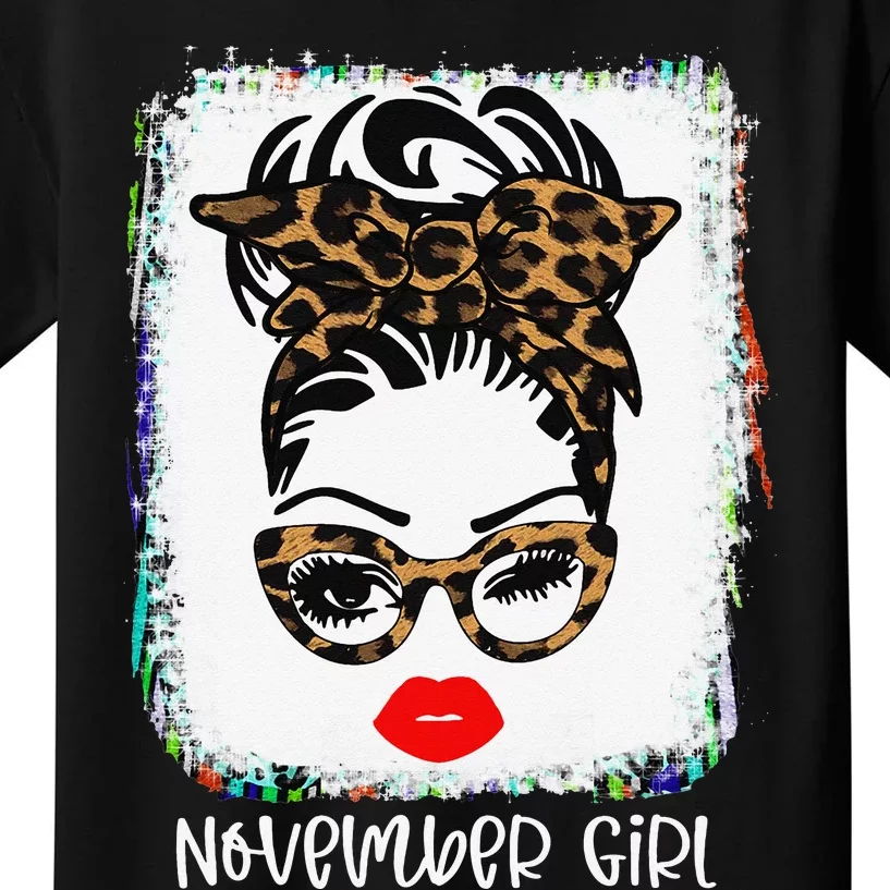 November Woman Face Wink Eyes Lady Face Birthday Kids T-Shirt