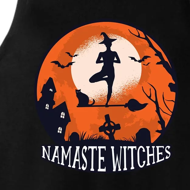 Namaste Witches Funny Yoga Witch Broom Cat Bat Moon Great Gift Ladies Tri-Blend Wicking Tank