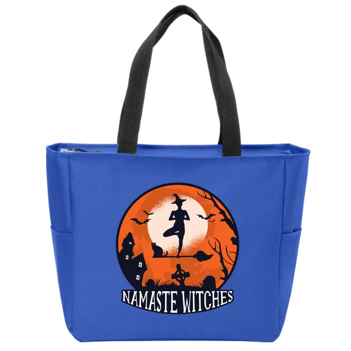 Namaste Witches Funny Halloween Yoga Fitness Workout Gift Zip Tote Bag