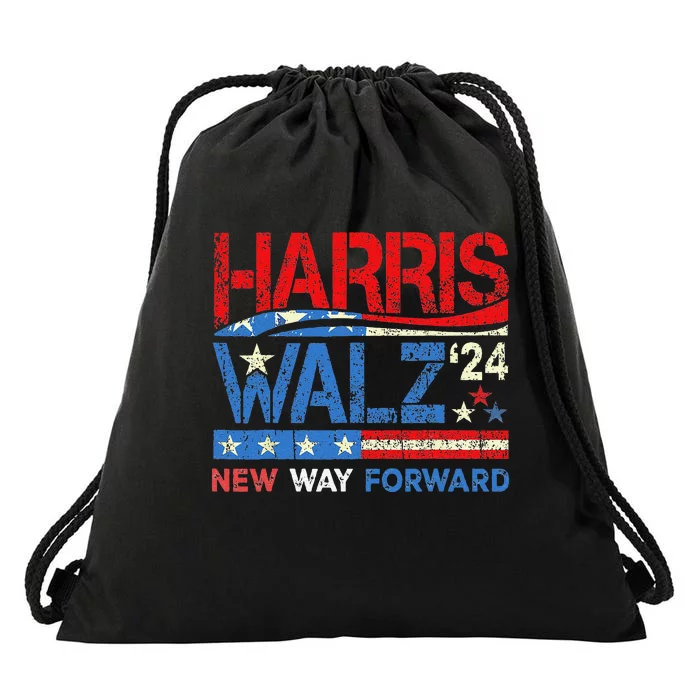 New Way Forward Harris Walz 2024 Kamala Harris Tim Walz Vote Drawstring Bag