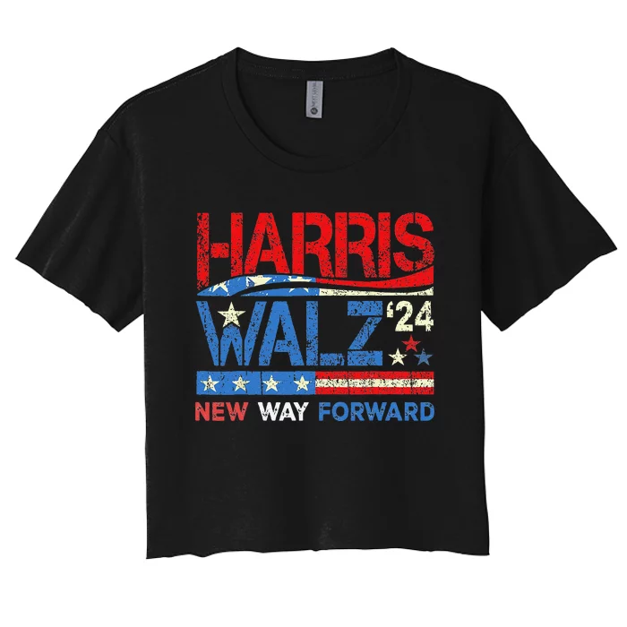 New Way Forward Harris Walz 2024 Kamala Harris Tim Walz Vote Women's Crop Top Tee