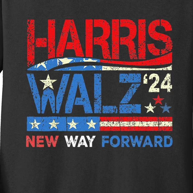 New Way Forward Harris Walz 2024 Kamala Harris Tim Walz Vote Kids Long Sleeve Shirt