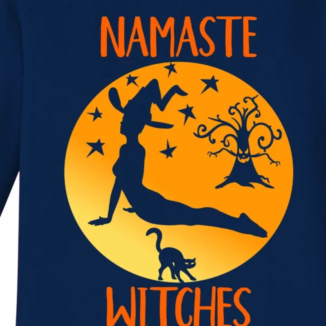 Namaste Witches Funny Halloween Yoga Instructor Meditation Great Gift Baby Long Sleeve Bodysuit