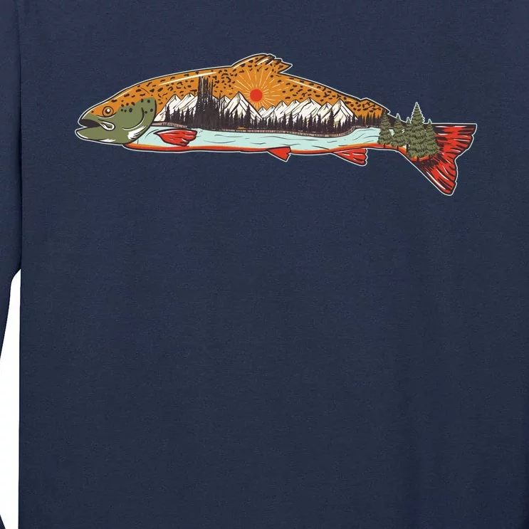 Nature Wilderness Fishing Fan Tall Long Sleeve T-Shirt