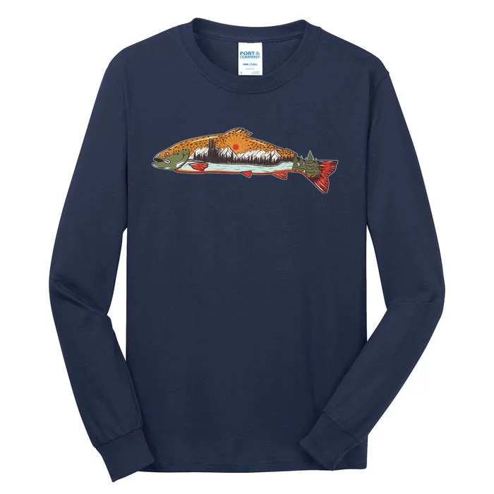 Nature Wilderness Fishing Fan Tall Long Sleeve T-Shirt