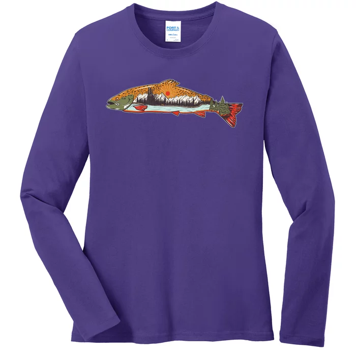 Nature Wilderness Fishing Fan Ladies Long Sleeve Shirt