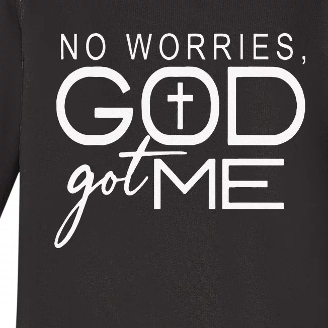 No Worries, God Got Me African American Christian Quote Baby Long Sleeve Bodysuit