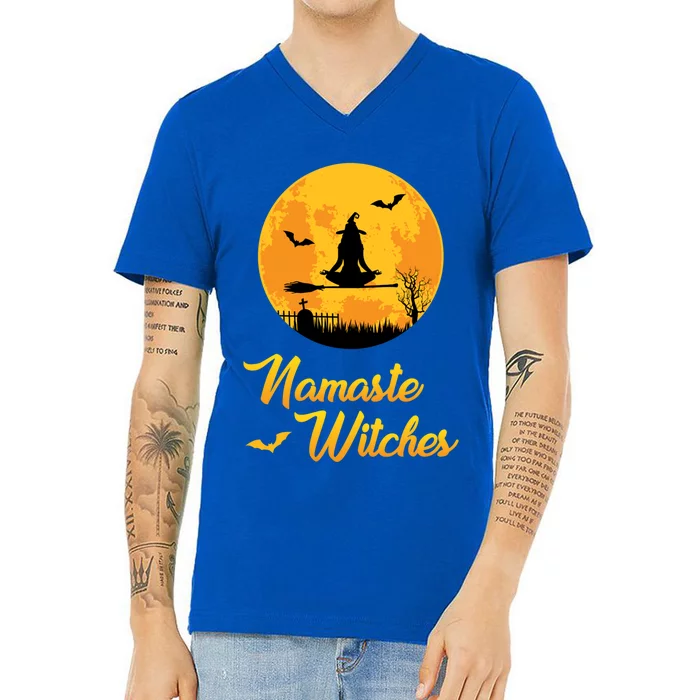 Namaste Witches Great Gift Funny Party Spiritual Relaxed V-Neck T-Shirt