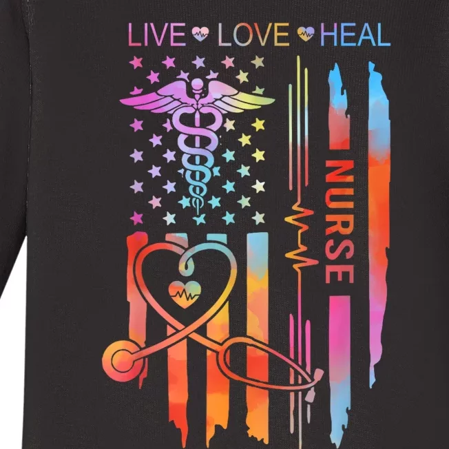 Nurse Week Gift Nurse Nurse Gift Appreciation Tie Dye Nurse Live Love Heal Baby Long Sleeve Bodysuit