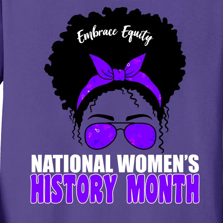 National Women's History Month Equity For Women Kids Long Sleeve Shirt