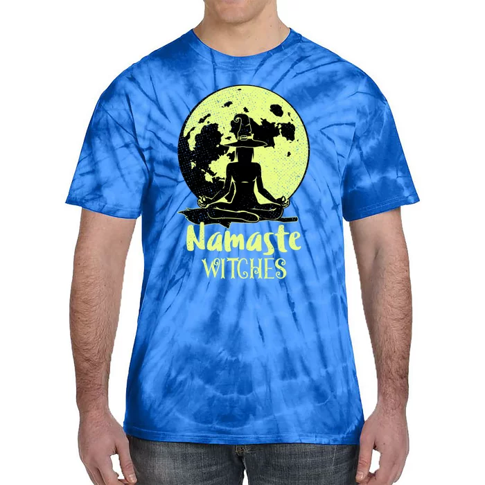 Namaste Witches Halloween Yoga Moon Vintage Gift For Yoga Gift Tie-Dye T-Shirt