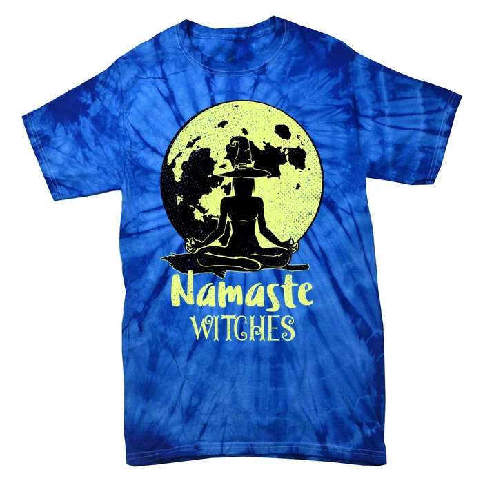 Namaste Witches Halloween Yoga Moon Vintage Gift For Yoga Gift Tie-Dye T-Shirt