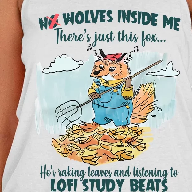 No Wolves Inside Me There's Just This Fox Funny Fox Lofi Fox Women's Knotted Racerback Tank