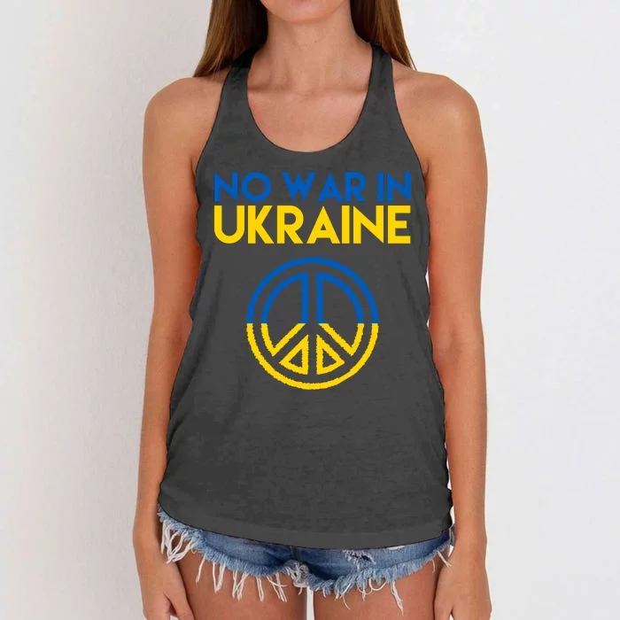 No War In Ukraine Peace Women's Knotted Racerback Tank