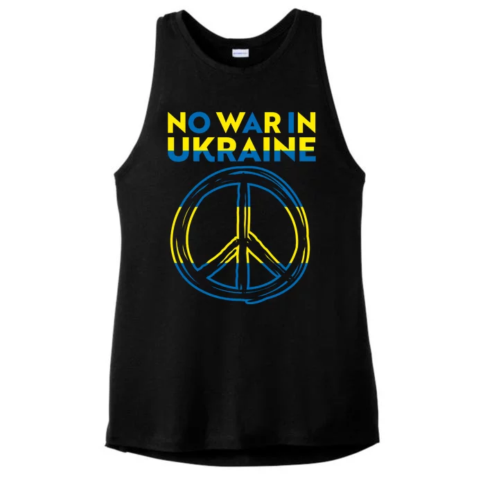 No War In Ukraine Peace Sign Symbol Ladies Tri-Blend Wicking Tank