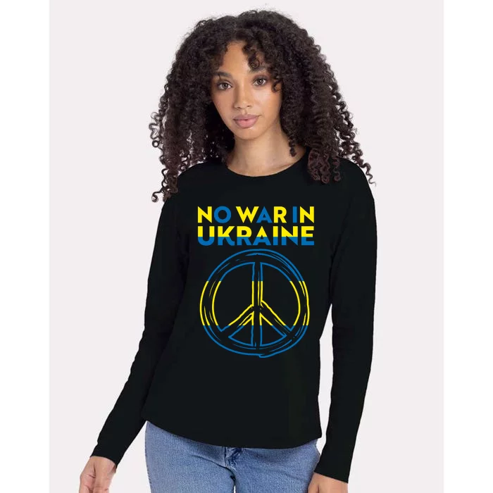 No War In Ukraine Peace Sign Symbol Womens Cotton Relaxed Long Sleeve T-Shirt