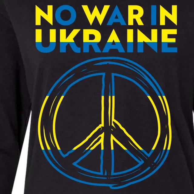 No War In Ukraine Peace Sign Symbol Womens Cotton Relaxed Long Sleeve T-Shirt