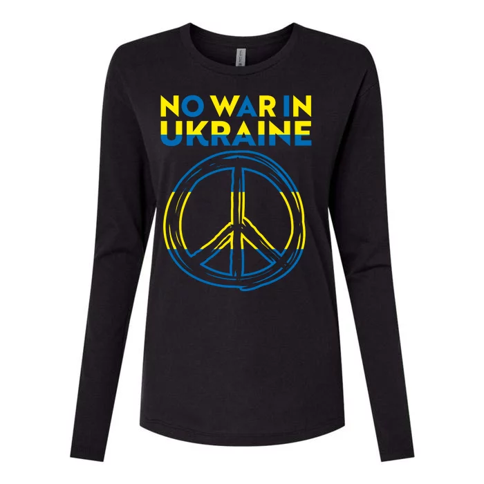 No War In Ukraine Peace Sign Symbol Womens Cotton Relaxed Long Sleeve T-Shirt