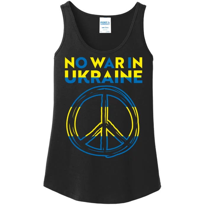 No War In Ukraine Peace Sign Symbol Ladies Essential Tank