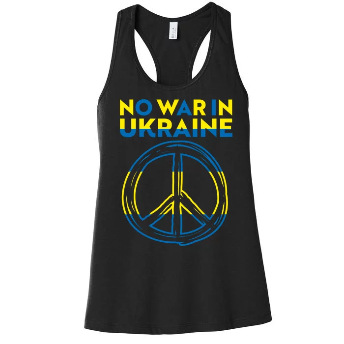 No War In Ukraine Peace Sign Symbol Women's Racerback Tank