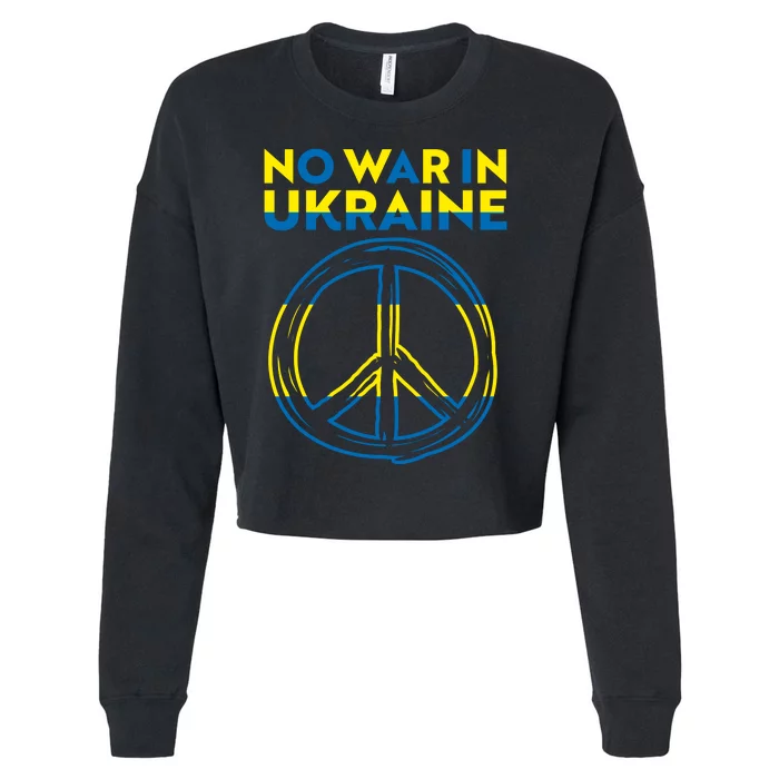 No War In Ukraine Peace Sign Symbol Cropped Pullover Crew