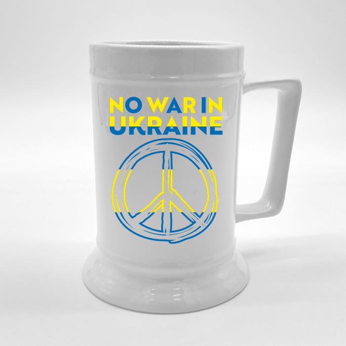 No War In Ukraine Peace Sign Symbol Front & Back Beer Stein