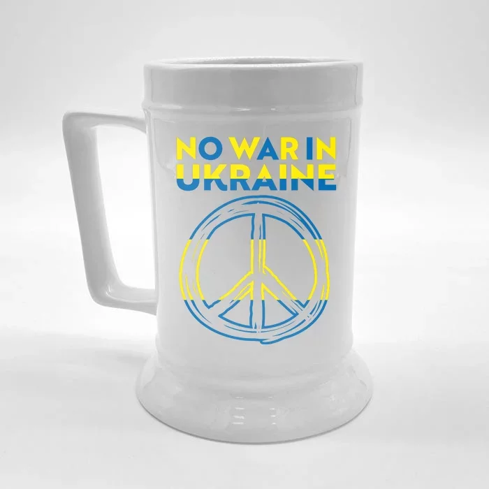 No War In Ukraine Peace Sign Symbol Front & Back Beer Stein