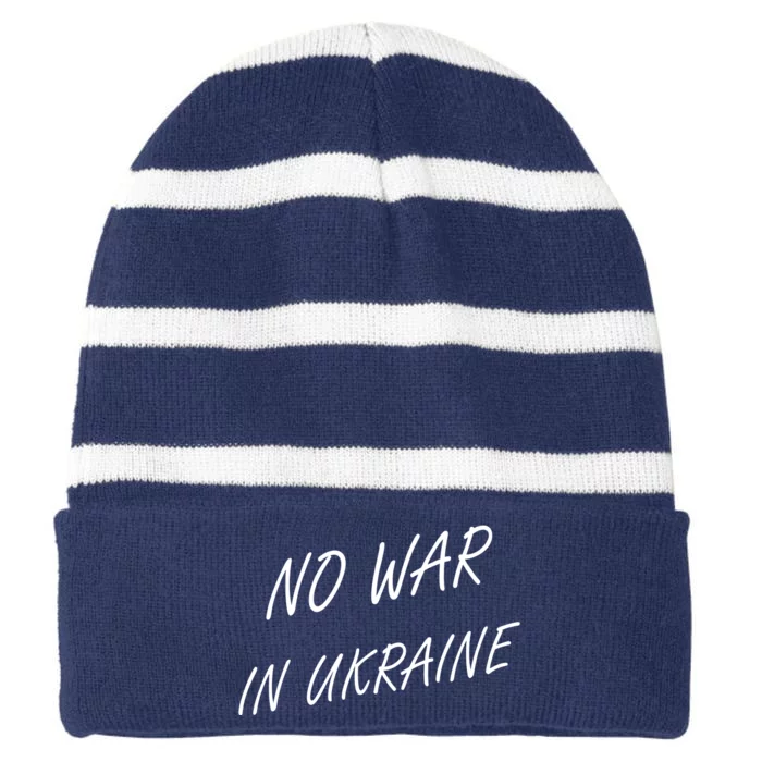 No War In Ukraine I Stand For Ukraine Striped Beanie with Solid Band